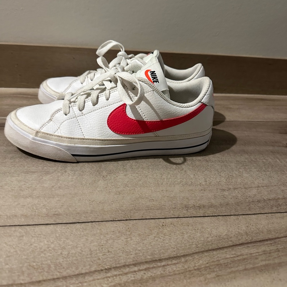 Nike Women's White and Bright Red Sneakers